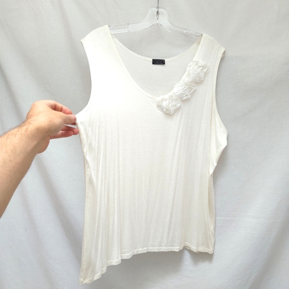 Clientele white applique top plus size blouse 22 lightweight 3X casual stretch - Picture 4 of 10